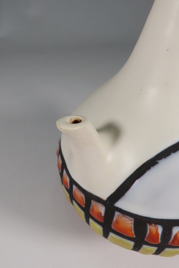 Capron Polychrome Ceramic Bottle 20th Century -photo-1