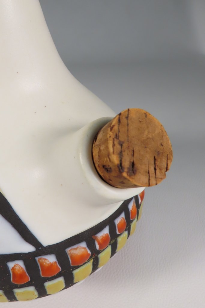 Capron Polychrome Ceramic Bottle 20th Century -photo-2