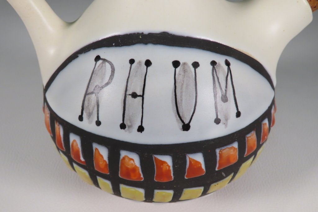 Capron Polychrome Ceramic Bottle 20th Century -photo-3