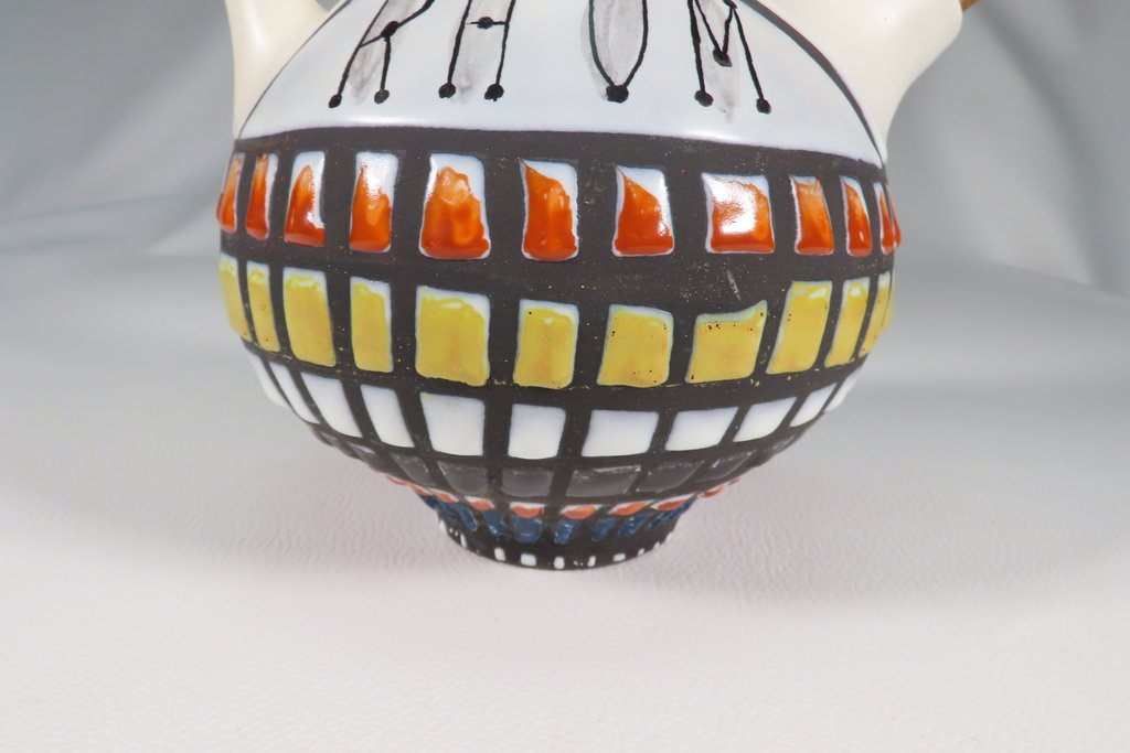 Capron Polychrome Ceramic Bottle 20th Century -photo-4