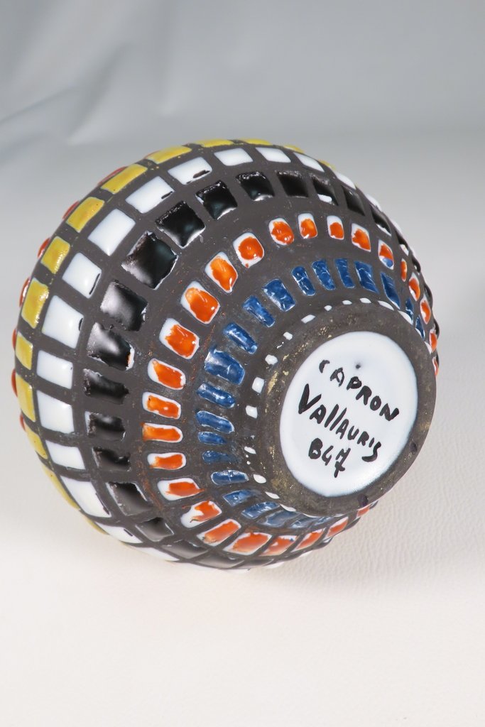 Capron Polychrome Ceramic Bottle 20th Century -photo-6