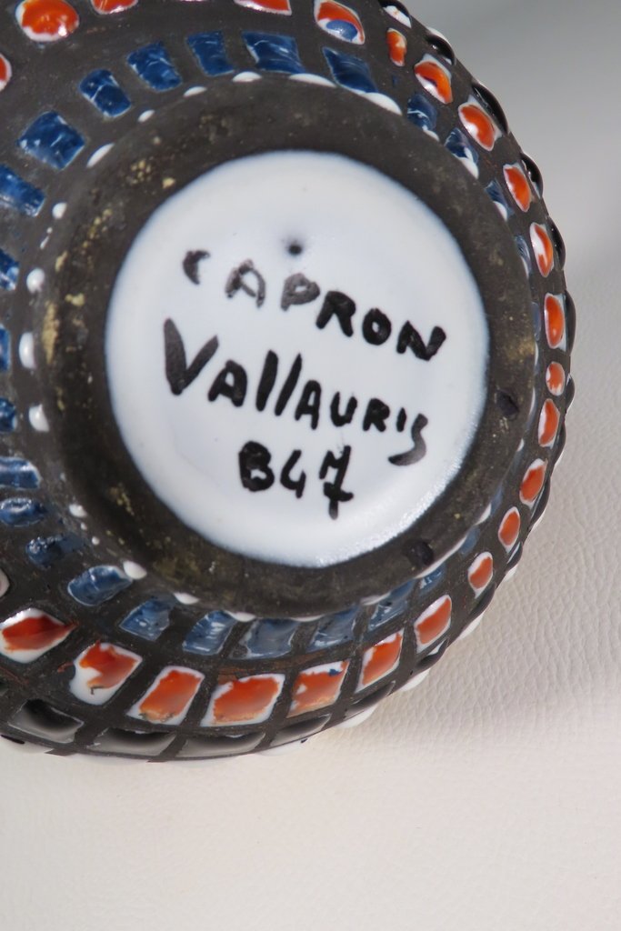 Capron Polychrome Ceramic Bottle 20th Century -photo-7