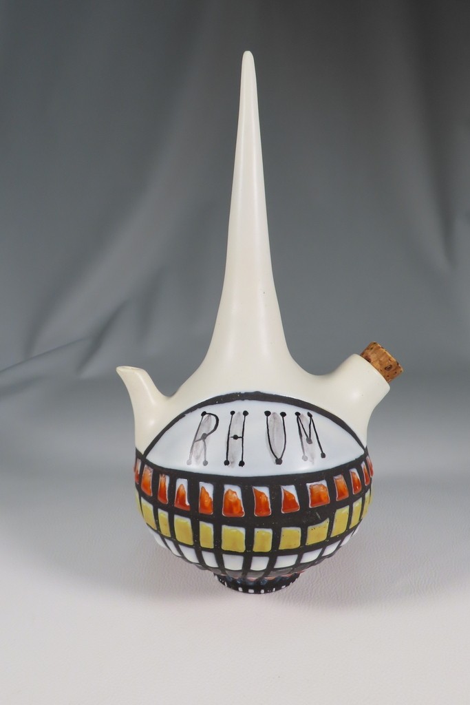 Capron Polychrome Ceramic Bottle 20th Century 