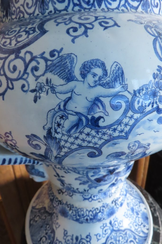 PAIRE DE VASES COUVERTS APOTHICAIRE EN FAIENCE Epoque deuxième partie du XIX ème -photo-7