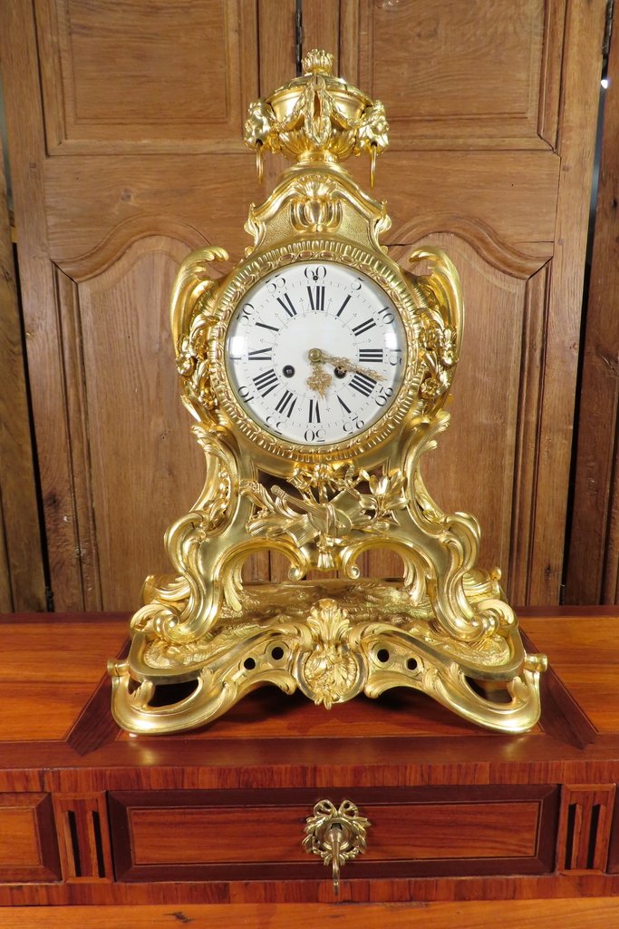 Louis XV Style Gilt Bronze Cartel Clock, Second Empire Period -photo-2