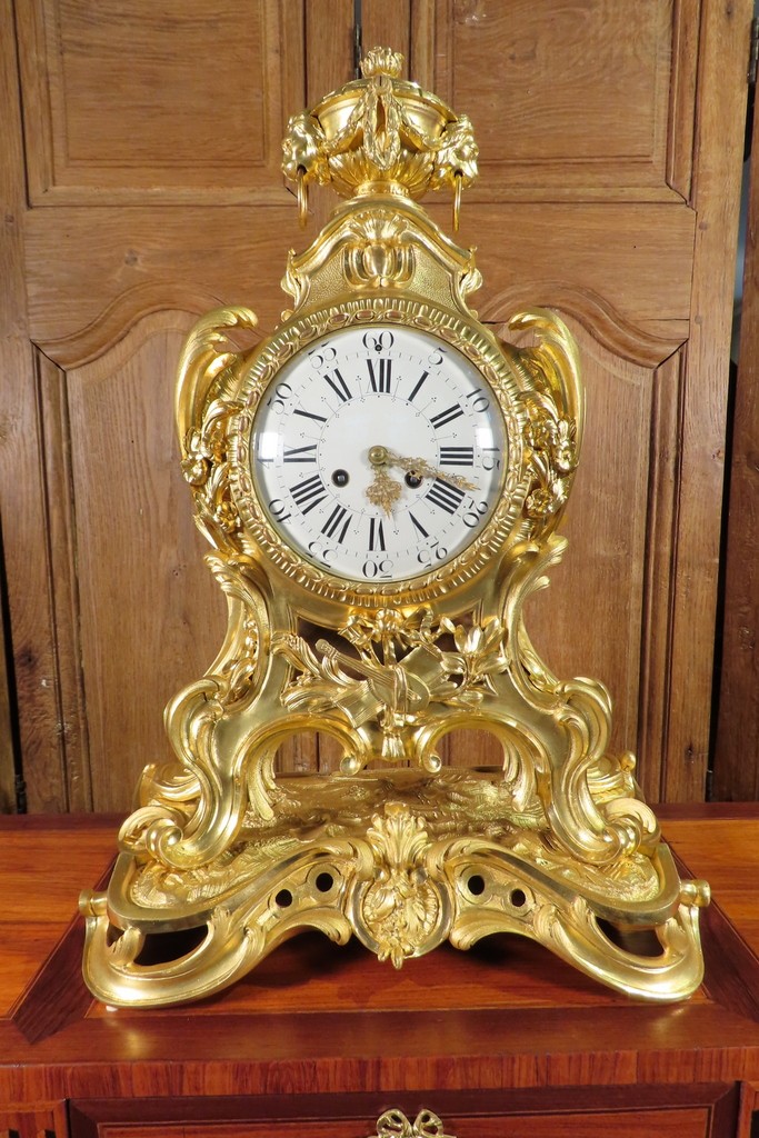 Louis XV Style Gilt Bronze Cartel Clock, Second Empire Period 