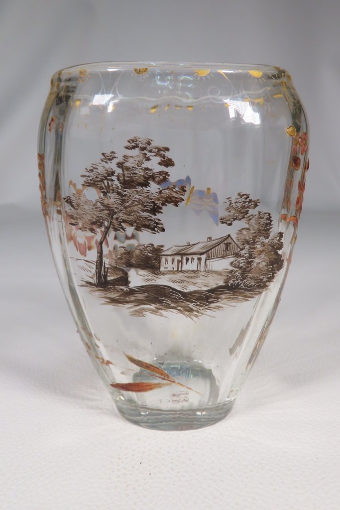 Emile Galle Enameled Transparent Glass Vase Circa 1900 -photo-2