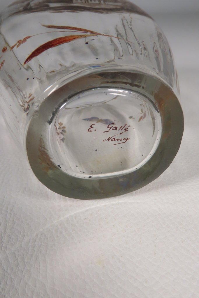 Emile Galle Enameled Transparent Glass Vase Circa 1900 -photo-5