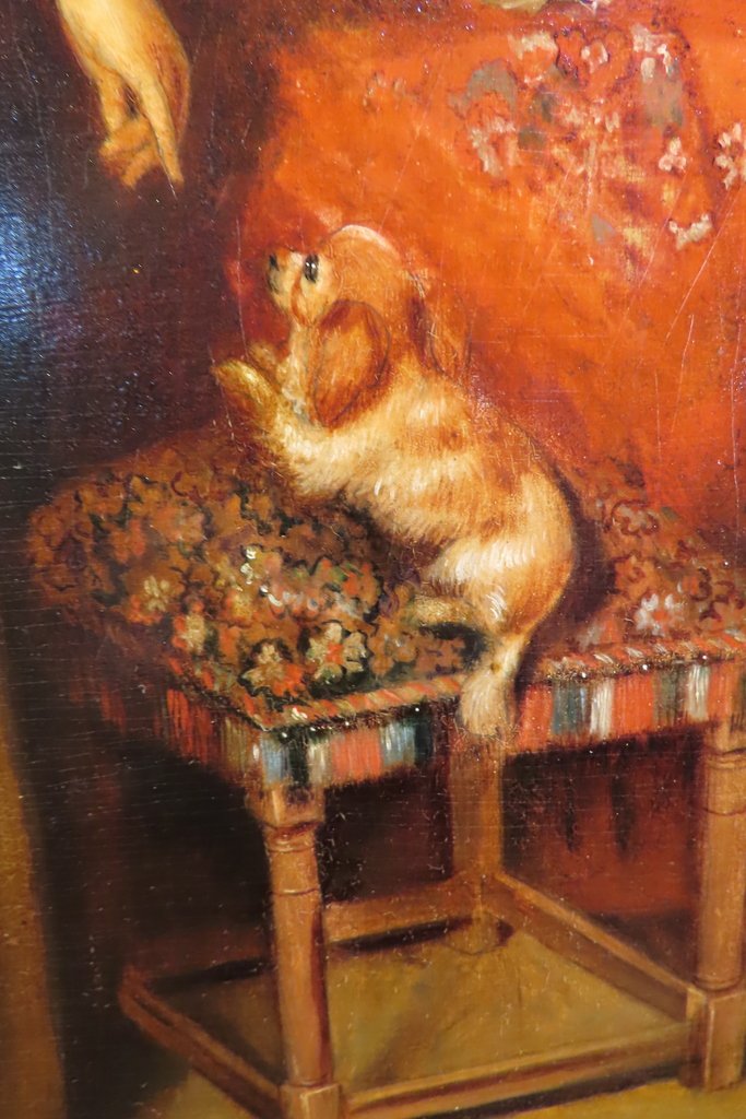 Painting The Card Game Oil On Panel 19th Century -photo-1