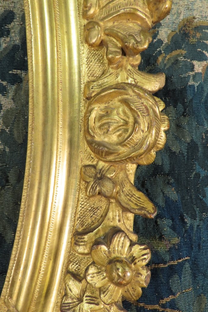 Large Oval Frame In Carved And Gilded Wood, Louis XV Period-photo-1