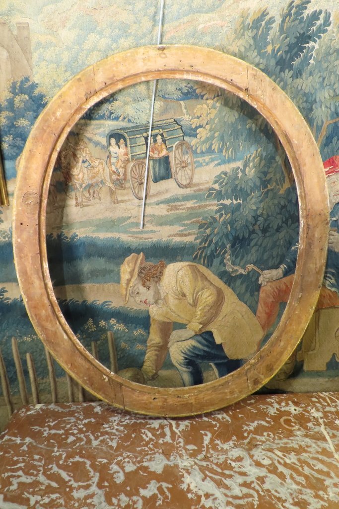 Large Oval Frame In Carved And Gilded Wood, Louis XV Period-photo-7