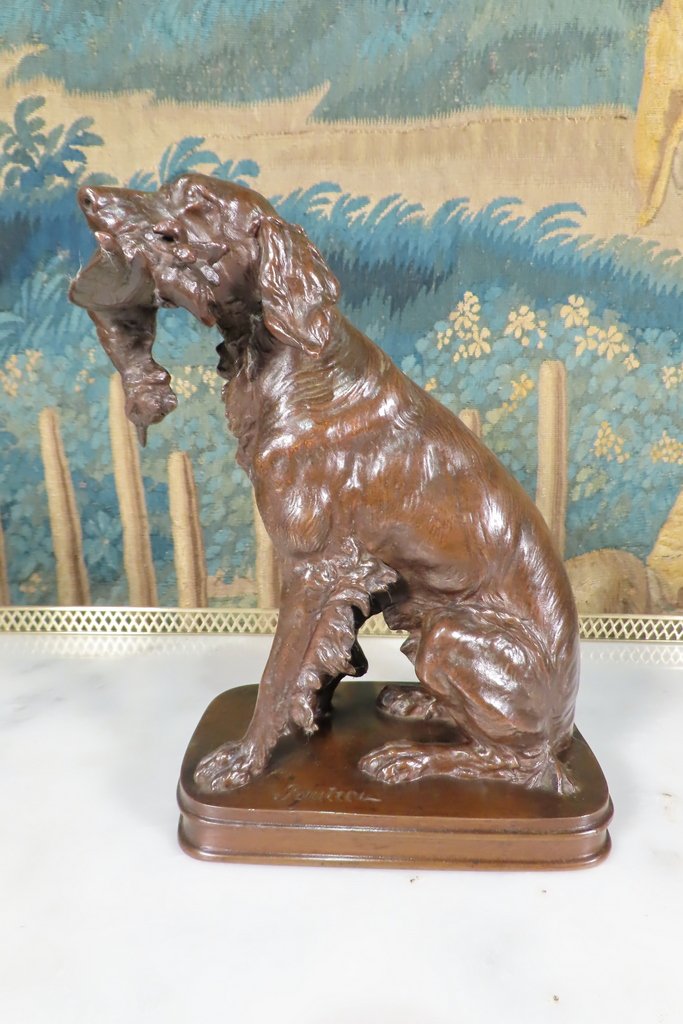 BRONZE ANIMALIER CHIEN DE CHASSE A LA BECASSE Ferdinand PAUTROT -photo-2