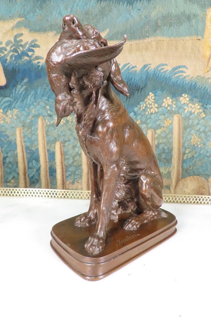 BRONZE ANIMALIER CHIEN DE CHASSE A LA BECASSE Ferdinand PAUTROT -photo-3