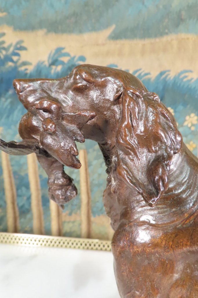 BRONZE ANIMALIER CHIEN DE CHASSE A LA BECASSE Ferdinand PAUTROT -photo-4