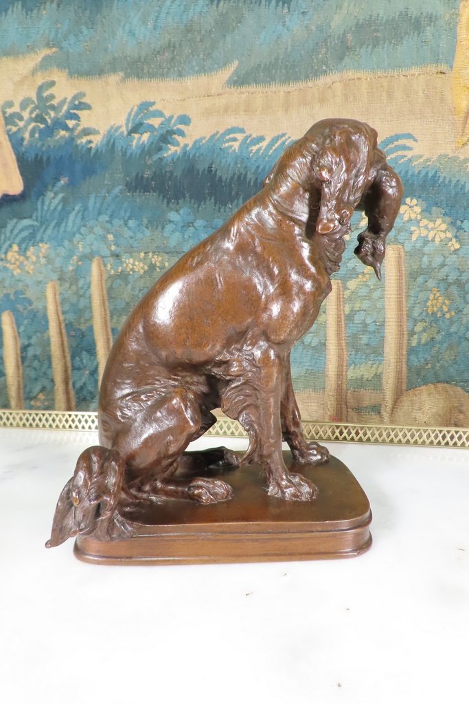 BRONZE ANIMALIER CHIEN DE CHASSE A LA BECASSE Ferdinand PAUTROT -photo-1