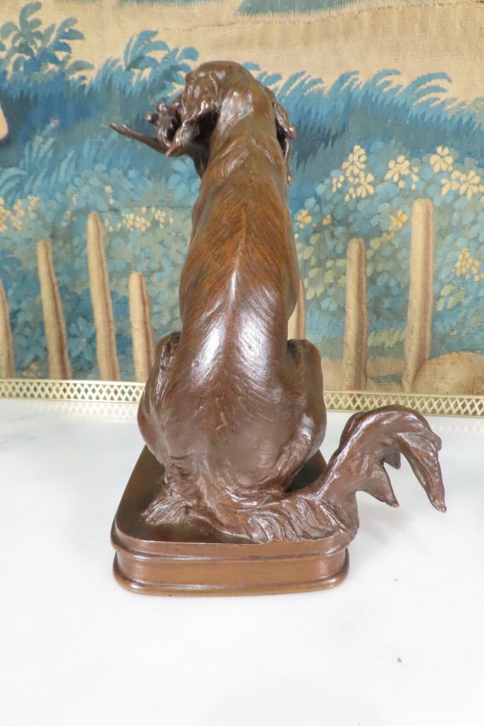 BRONZE ANIMALIER CHIEN DE CHASSE A LA BECASSE Ferdinand PAUTROT -photo-2