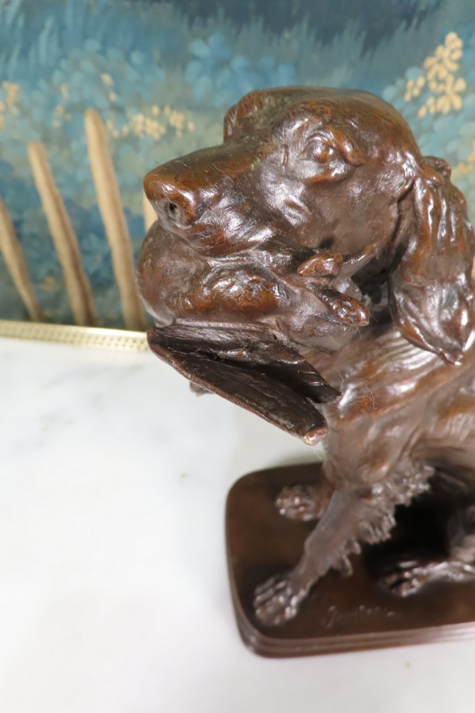 BRONZE ANIMALIER CHIEN DE CHASSE A LA BECASSE Ferdinand PAUTROT -photo-3