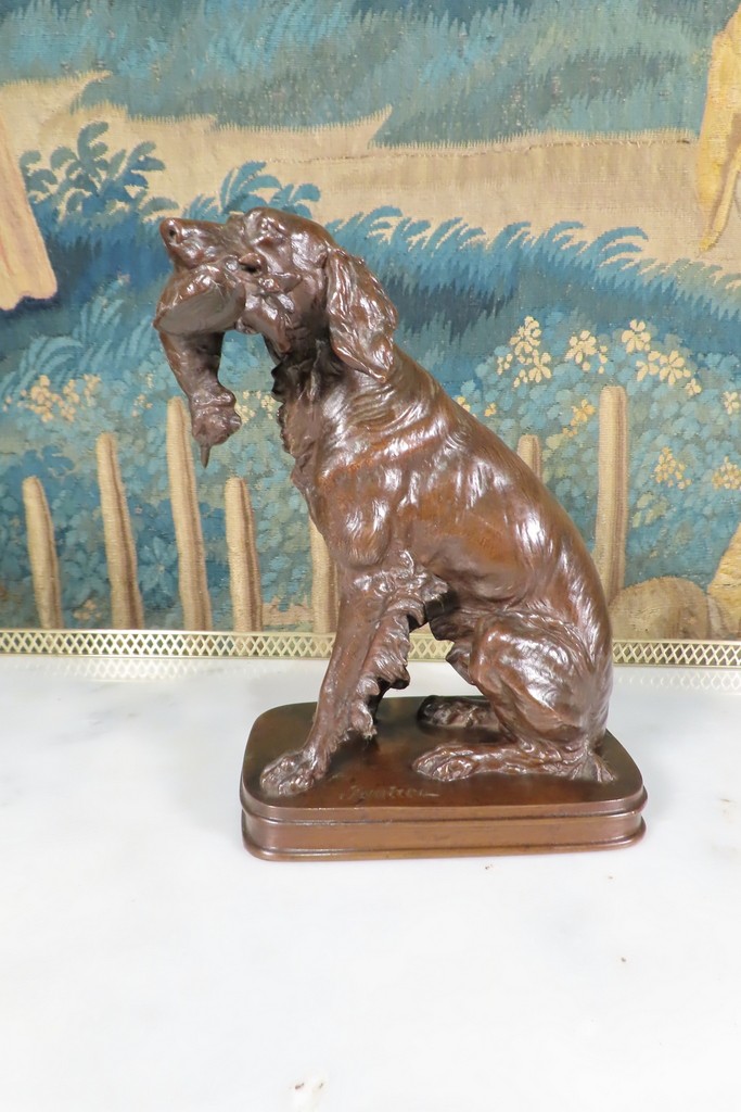 BRONZE ANIMALIER CHIEN DE CHASSE A LA BECASSE Ferdinand PAUTROT 