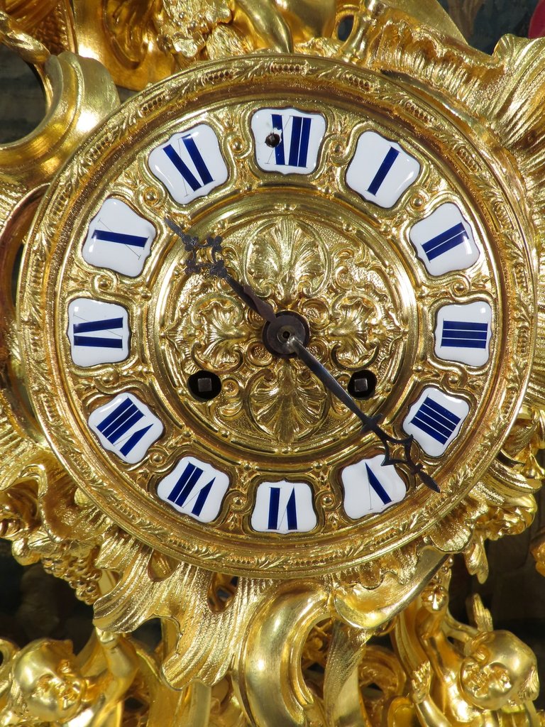 PENDULE ROCAILLE AUX AMOURS VENDANGEURS De Style Louis XV -photo-5