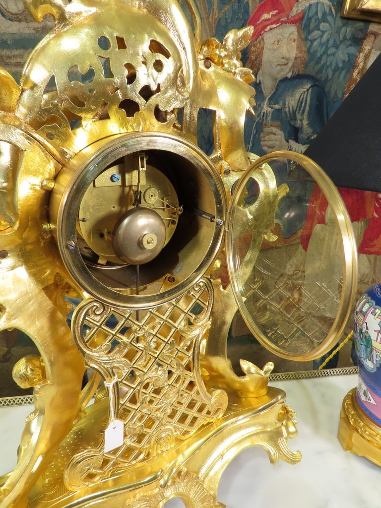 PENDULE ROCAILLE AUX AMOURS VENDANGEURS De Style Louis XV -photo-6