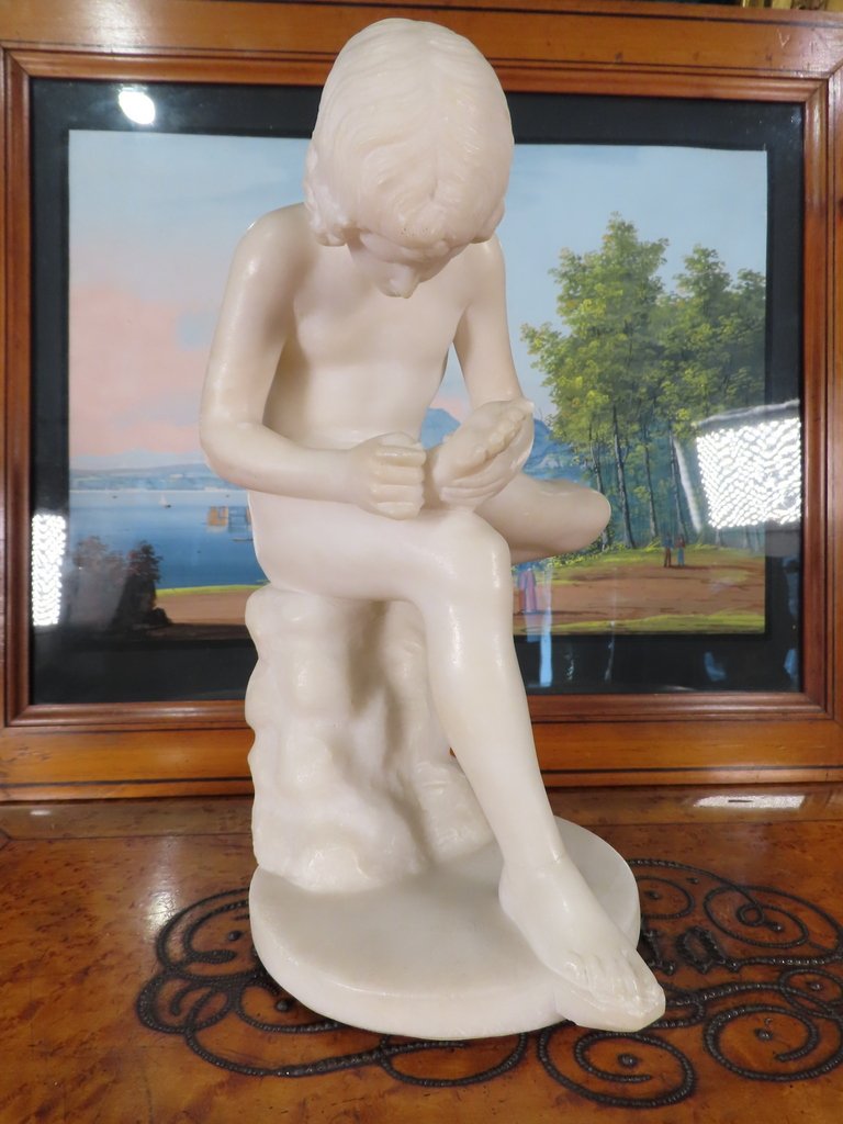 Antique-style Alabaster Sculpture Of A Young Ephebe -photo-2