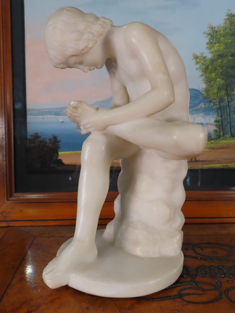 Antique-style Alabaster Sculpture Of A Young Ephebe 