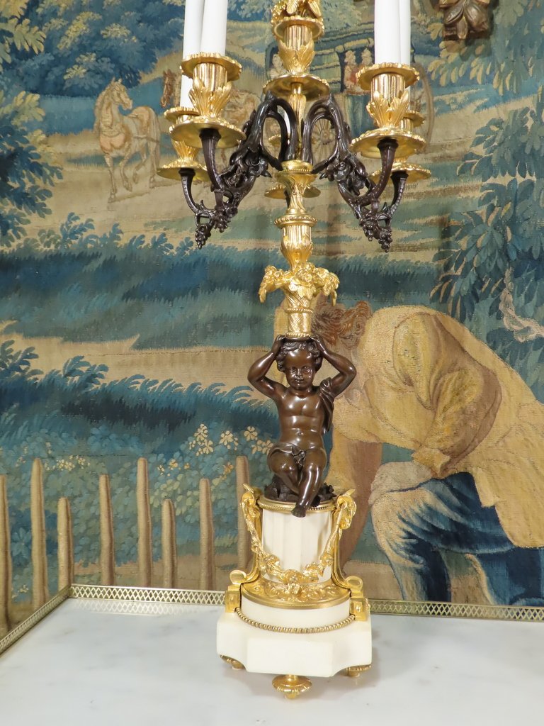 Pair Of Candelabra With Cup And Flower Baskets, Second Empire Period -photo-3