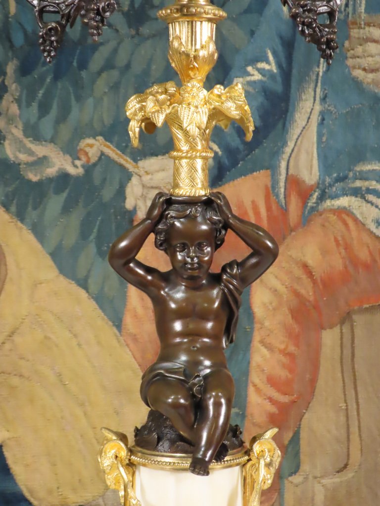 Pair Of Candelabra With Cup And Flower Baskets, Second Empire Period -photo-4