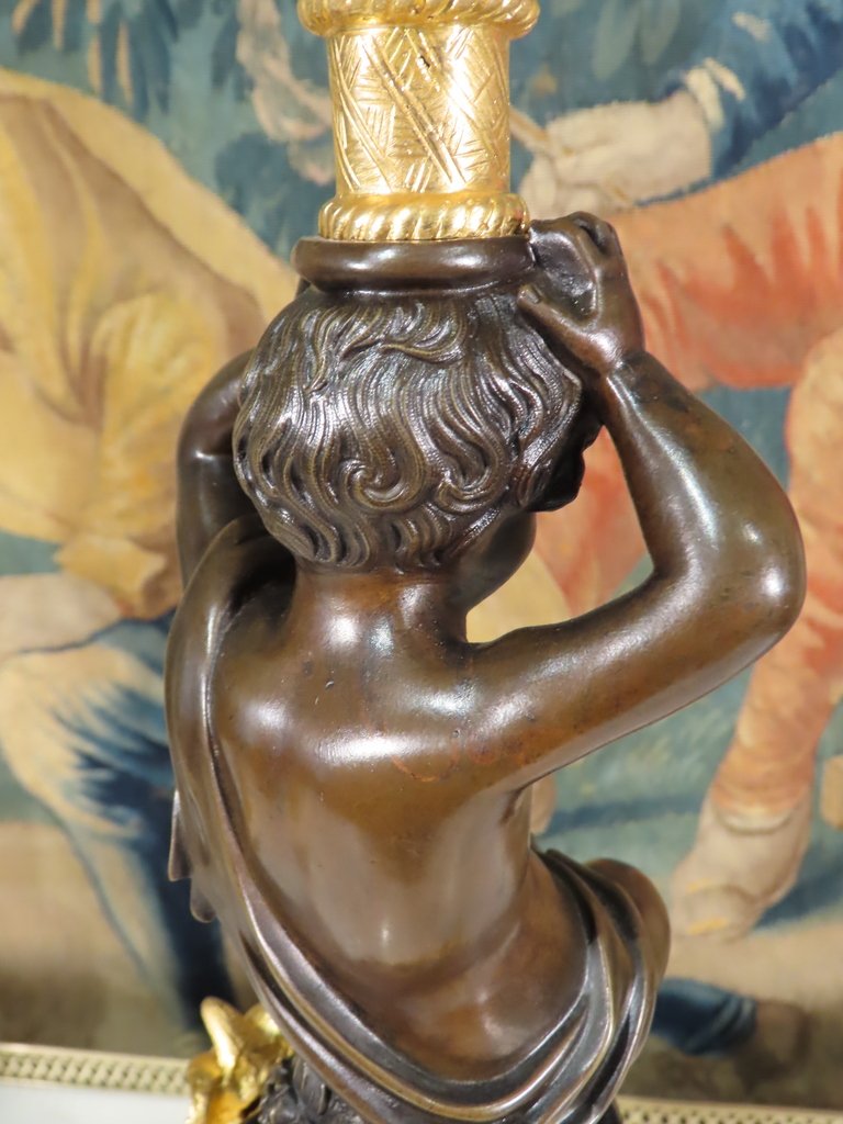 Pair Of Candelabra With Cup And Flower Baskets, Second Empire Period -photo-7