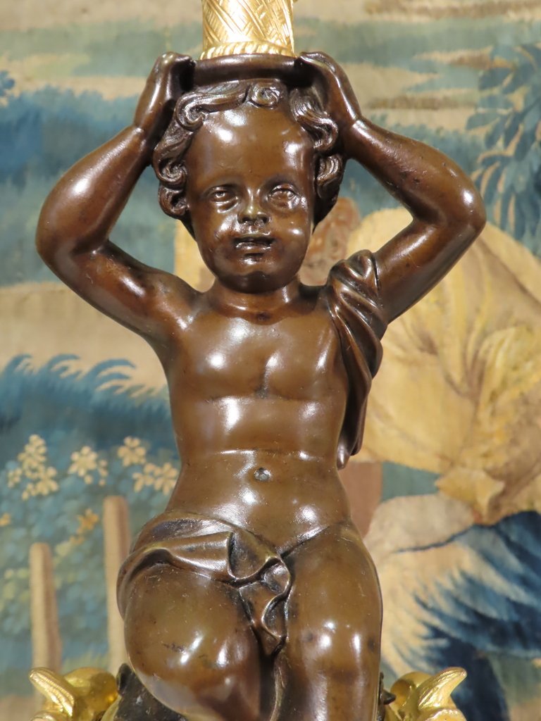 Pair Of Candelabra With Cup And Flower Baskets, Second Empire Period -photo-8