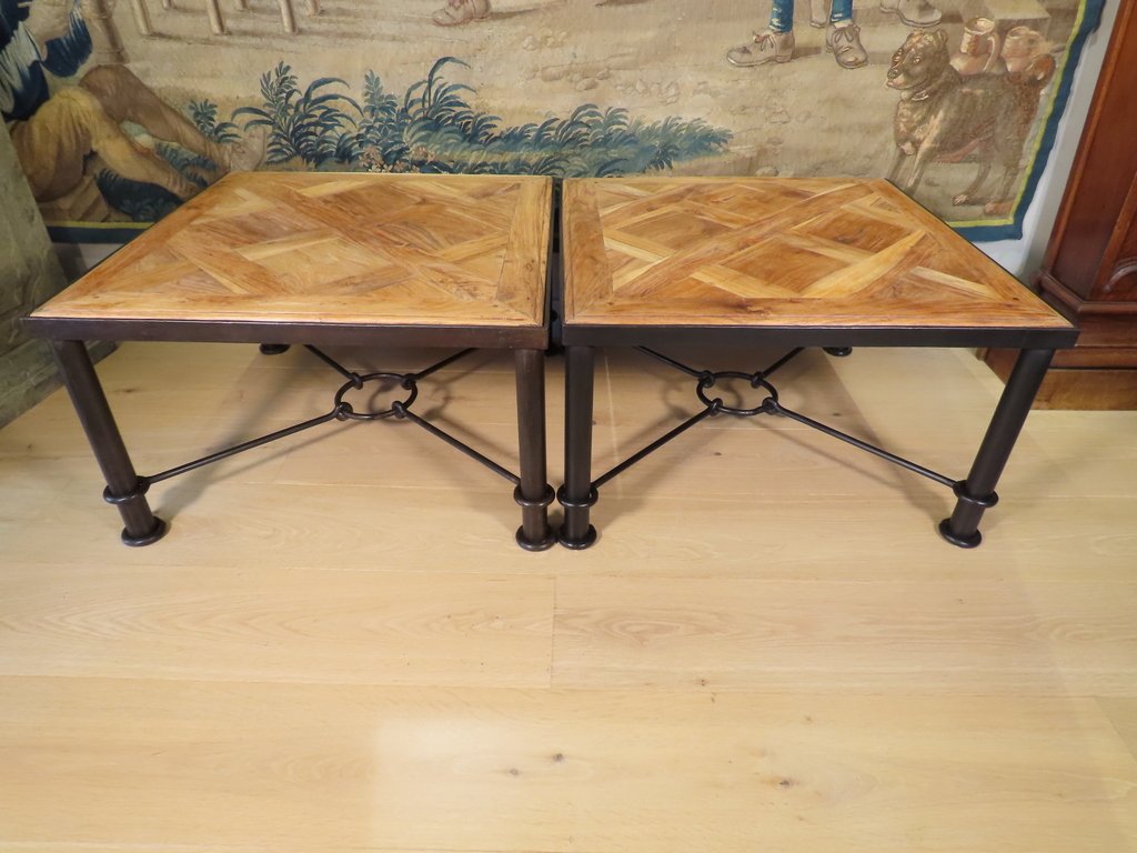 PAIRE DE TABLES BASSES PARQUET VERSAILLES Epoque vers 1970-photo-3