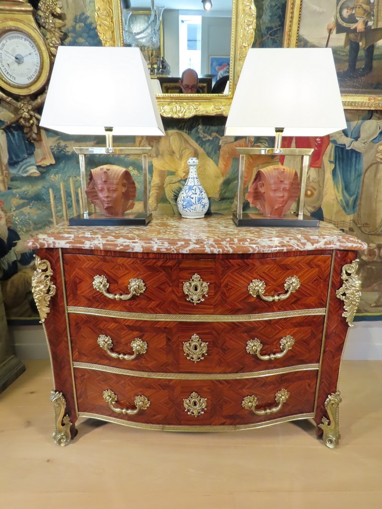 Louis XV Commode In Rosewood Marquetry 18th Century -photo-2