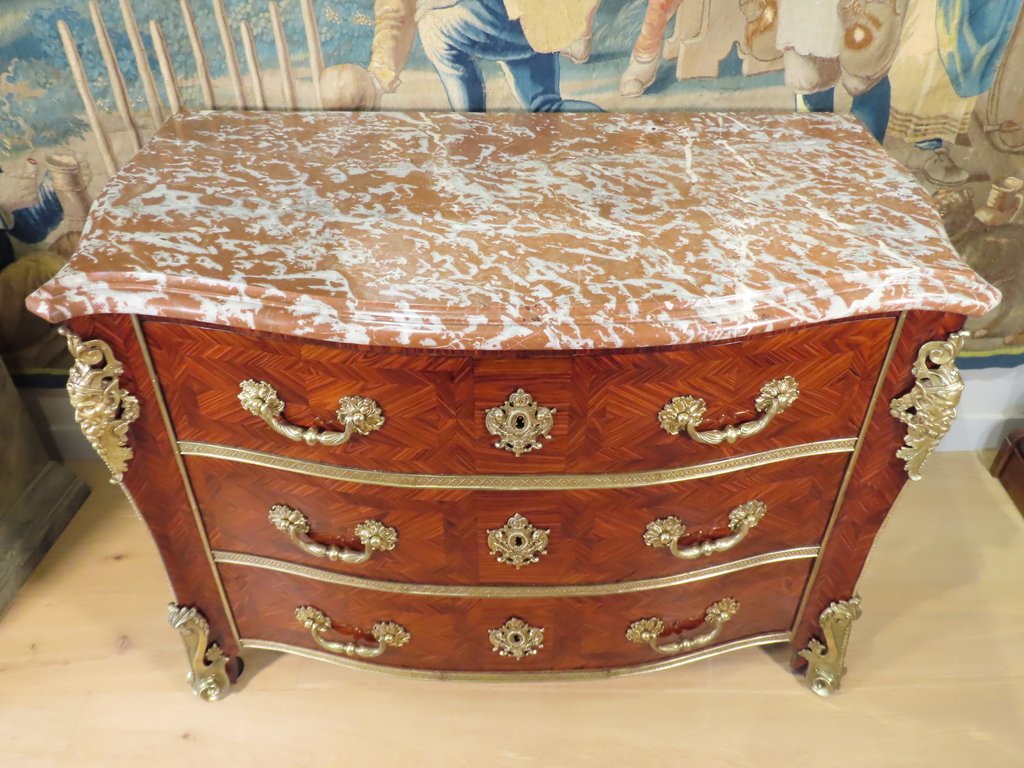 Louis XV Commode In Rosewood Marquetry 18th Century -photo-1