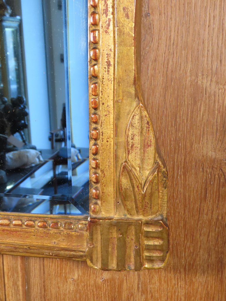 PETIT MIROIR EN BOIS DORE AUX ATTRIBUTS GUERRIER Epoque Louis XVI -photo-6