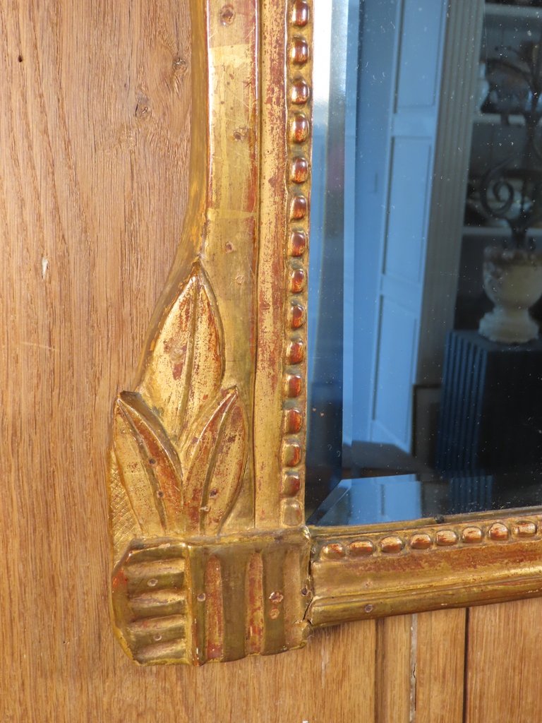 PETIT MIROIR EN BOIS DORE AUX ATTRIBUTS GUERRIER Epoque Louis XVI -photo-7