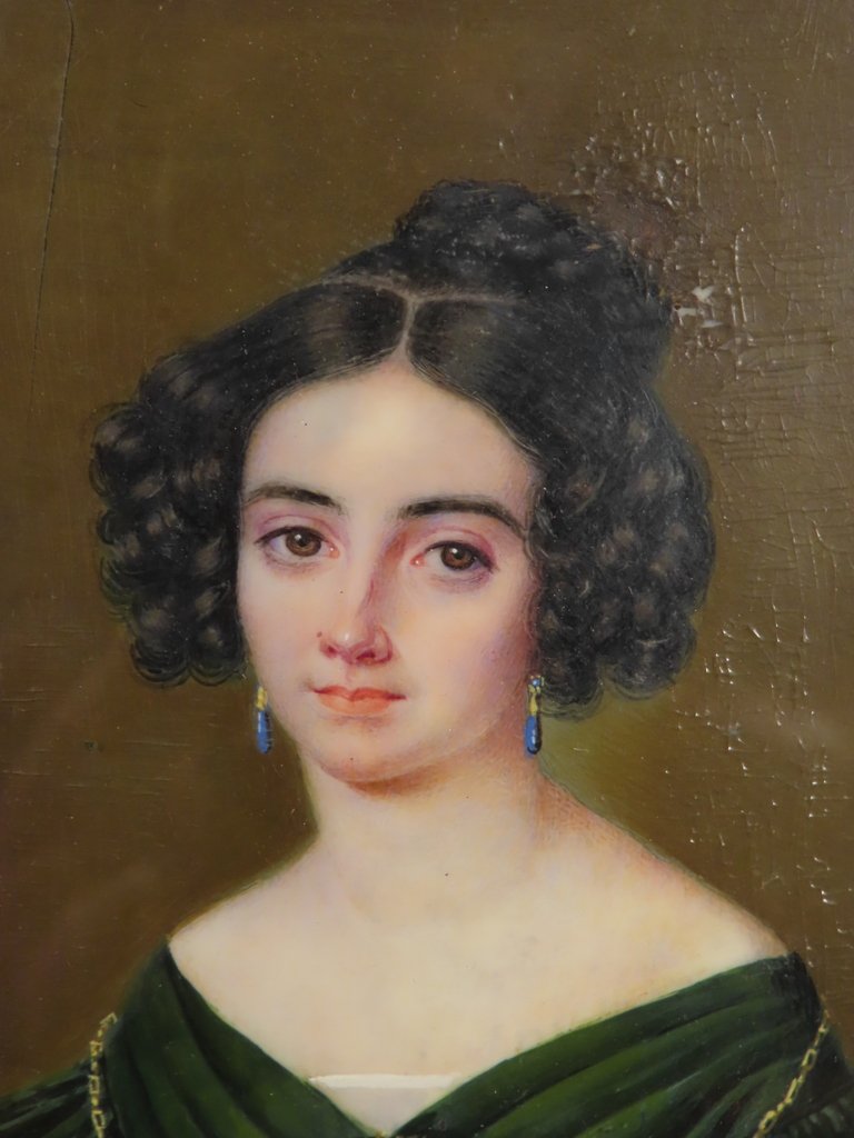 MINIATURE JEUNE FEMME AUX BIJOUX Epoque Louis Philippe -photo-1