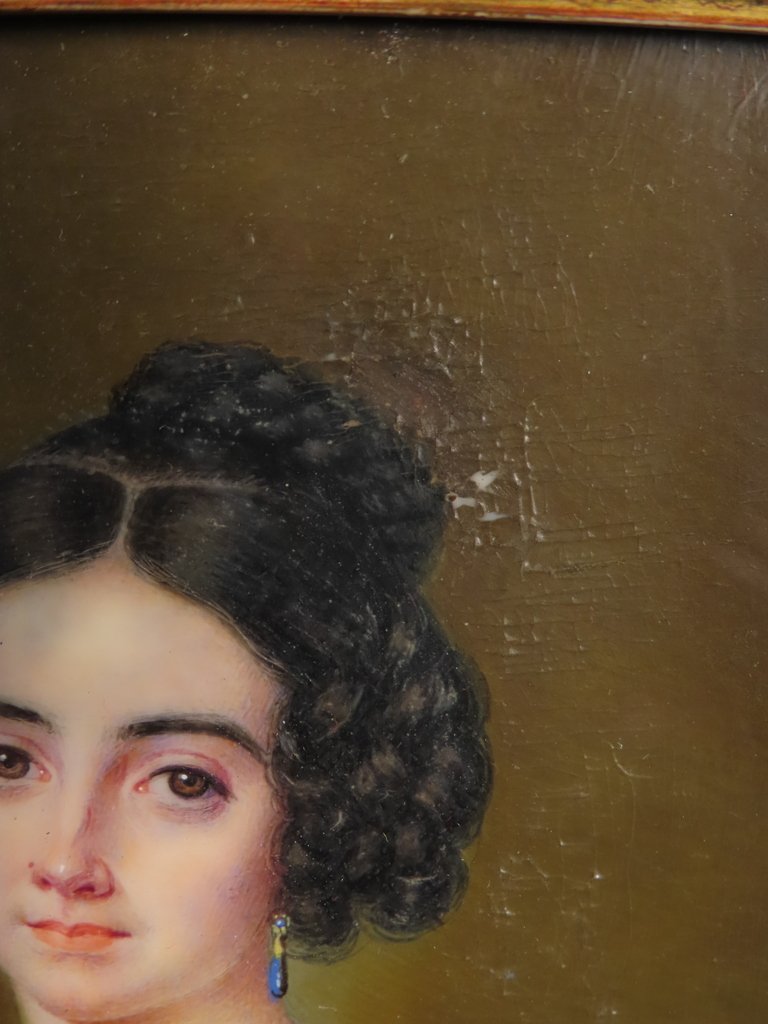 MINIATURE JEUNE FEMME AUX BIJOUX Epoque Louis Philippe -photo-8