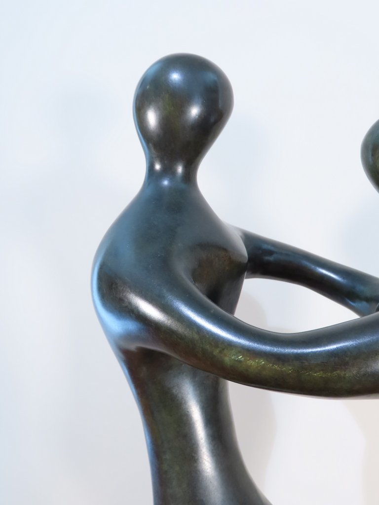 Bronze Sculpture Couple In Lace 20th Century-photo-3