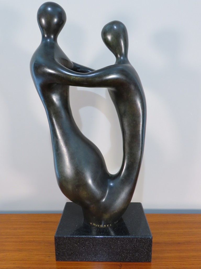 Bronze Sculpture Couple In Lace 20th Century
