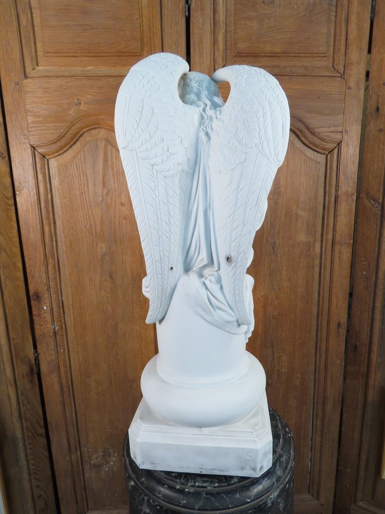 SCULPTURE BISCUIT ANGE AILE Epoque XIX ème -photo-4
