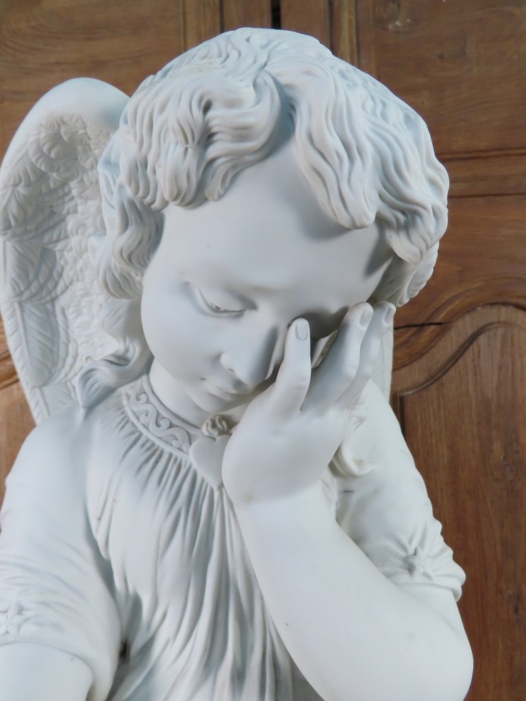 SCULPTURE BISCUIT ANGE AILE Epoque XIX ème -photo-2