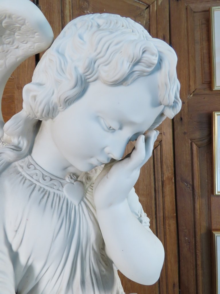 SCULPTURE BISCUIT ANGE AILE Epoque XIX ème -photo-3