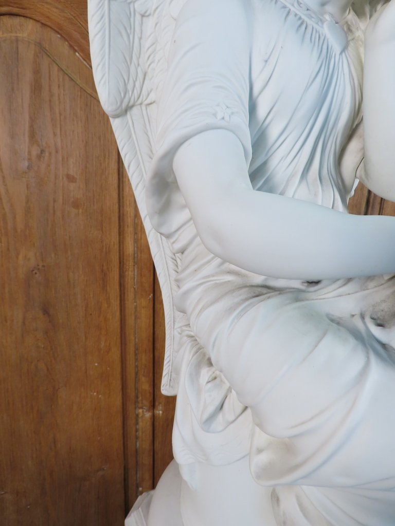 SCULPTURE BISCUIT ANGE AILE Epoque XIX ème -photo-4