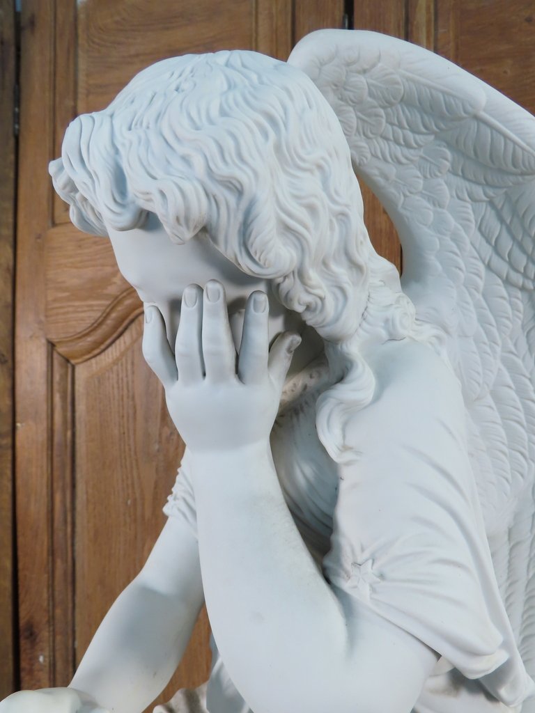 SCULPTURE BISCUIT ANGE AILE Epoque XIX ème -photo-5