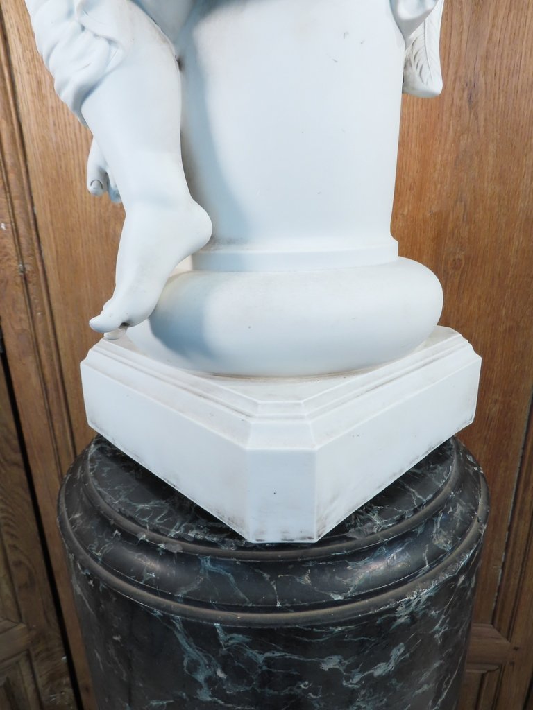 SCULPTURE BISCUIT ANGE AILE Epoque XIX ème -photo-7