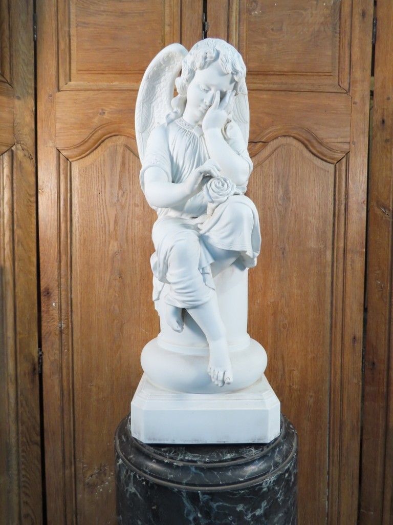 SCULPTURE BISCUIT ANGE AILE Epoque XIX ème 