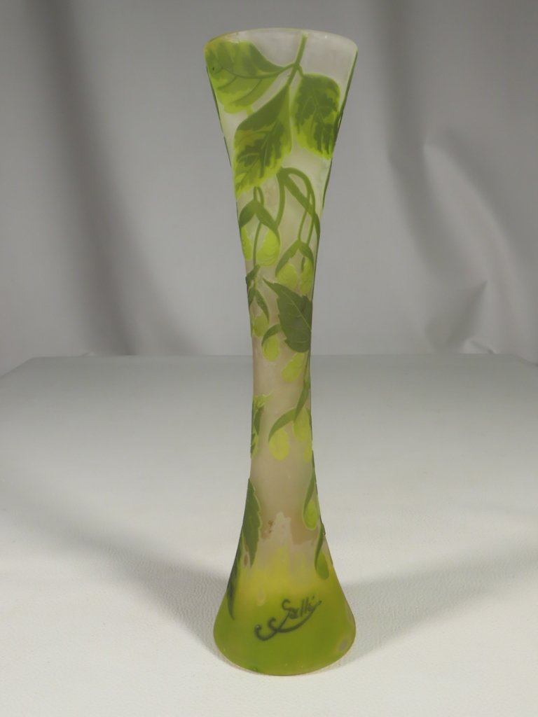 VASE DIABOLO A DECOR DE VEGETAUX GALLE Epoque Art Nouveau vers 1900 -photo-2