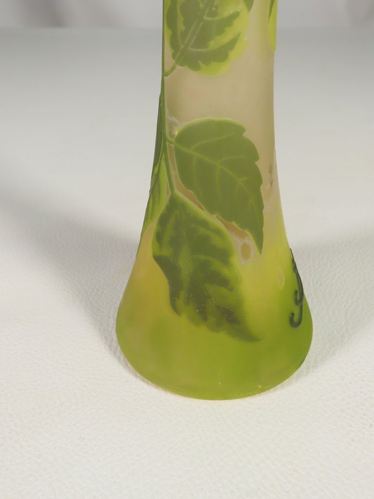 VASE DIABOLO A DECOR DE VEGETAUX GALLE Epoque Art Nouveau vers 1900 -photo-3