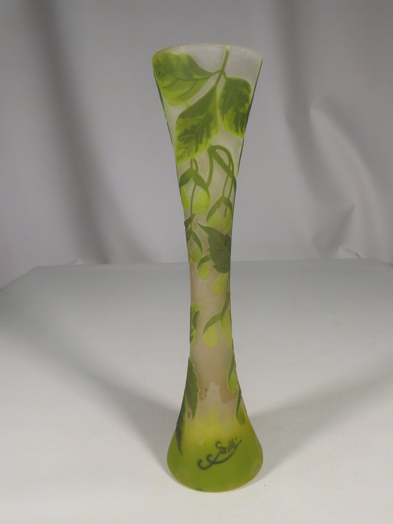 VASE DIABOLO A DECOR DE VEGETAUX GALLE Epoque Art Nouveau vers 1900 -photo-8
