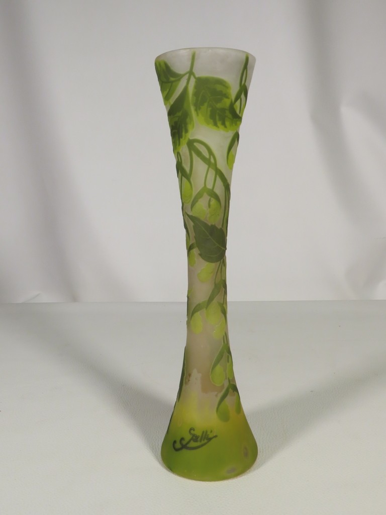 VASE DIABOLO A DECOR DE VEGETAUX GALLE Epoque Art Nouveau vers 1900 